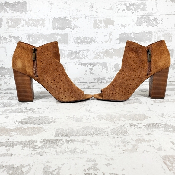 Jessica Simpson Kymber Brown Suede Perforated Zip Up Ankle Booties O661 - Picture 7 of 13